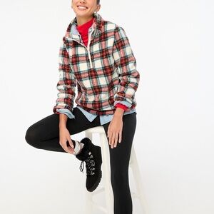 J. Crew Factory Tartan Sherpa Half Zip Pullover